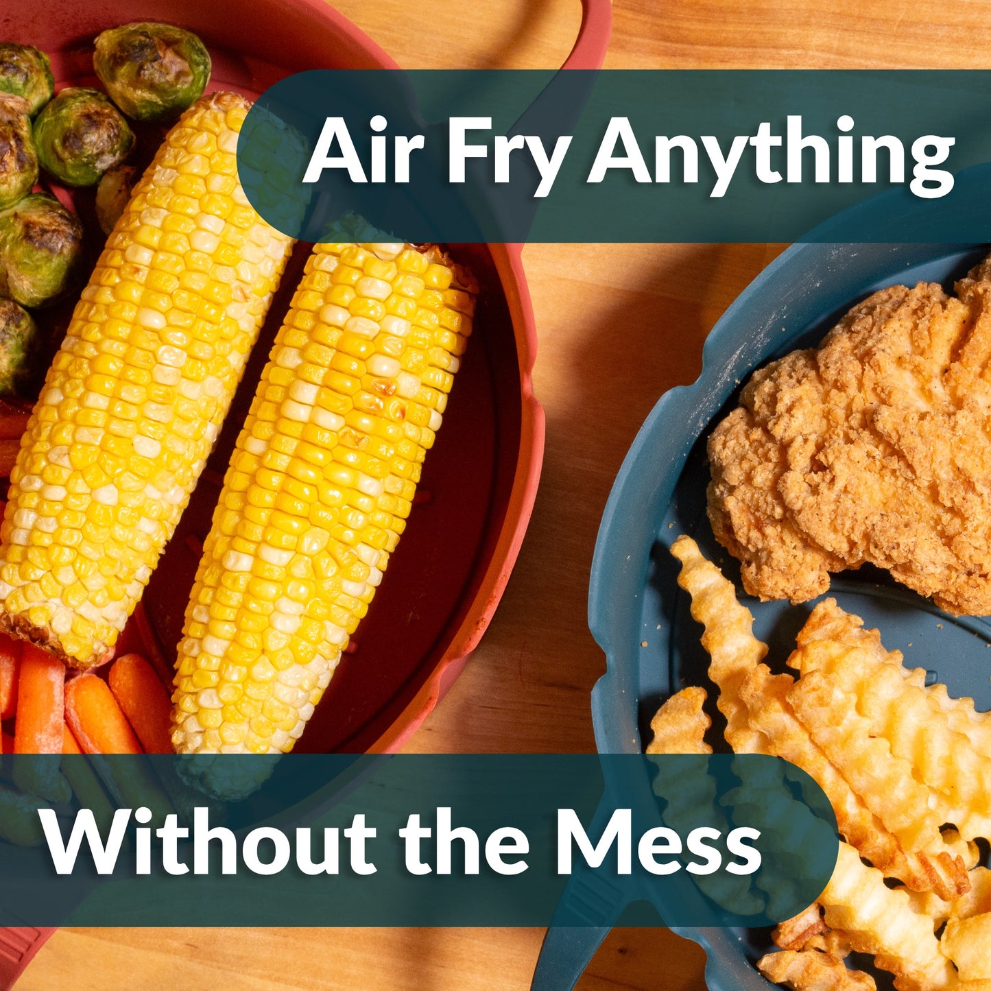 Goods 'N' Such Silicone Air Fryer Liner - 2 Pack with Mitts - Reusable Liner - Dishwasher Safe - 8 inch - 6 to 8 QT - Air Fryer Insert - Easy to Clean - Heat Resistant Air Fryer Basket - Non Stick
