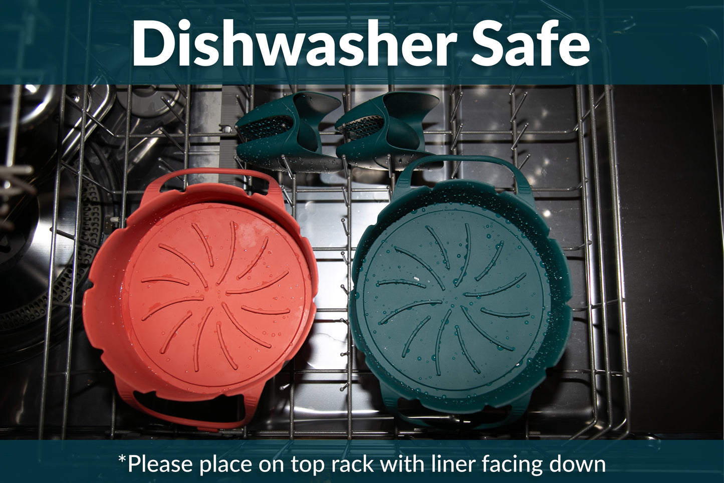 Goods 'N' Such Silicone Air Fryer Liner - 2 Pack with Mitts - Reusable Liner - Dishwasher Safe - 8 inch - 6 to 8 QT - Air Fryer Insert - Easy to Clean - Heat Resistant Air Fryer Basket - Non Stick
